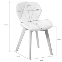 Thumbnail for A white fabric chair on a white background, showcasing the dimesions