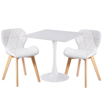 Thumbnail for Two white fabric chairs and a white ceramic table on a white background