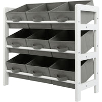 Thumbnail for 3 Tier Toy Storage Unit with 9 Fabric Boxes for Kids Bedroom