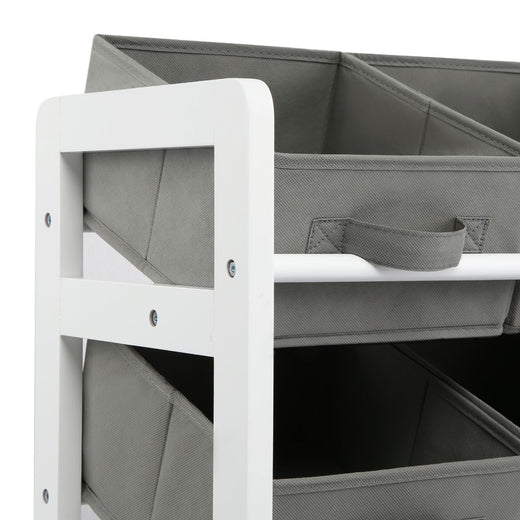 3 Tier Toy Storage Unit with 9 Fabric Boxes for Kids Bedroom