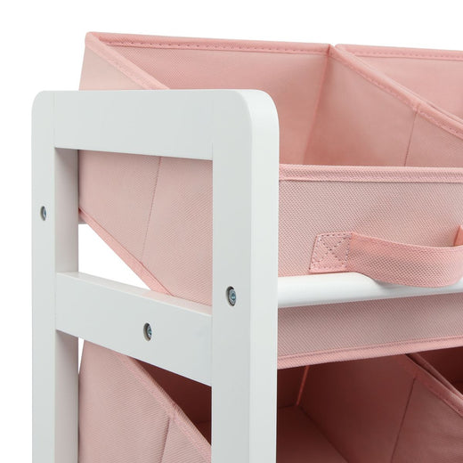 3 Tier Toy Storage Unit with 9 Fabric Boxes for Kids Bedroom