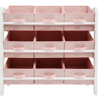 Thumbnail for 3 Tier Toy Storage Unit with 9 Fabric Boxes for Kids Bedroom