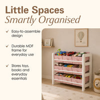 Thumbnail for 3 Tier Toy Storage Unit with 9 Fabric Boxes for Kids Bedroom