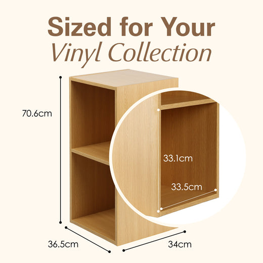 Oak Vinyl Record LP Cube Storage Box