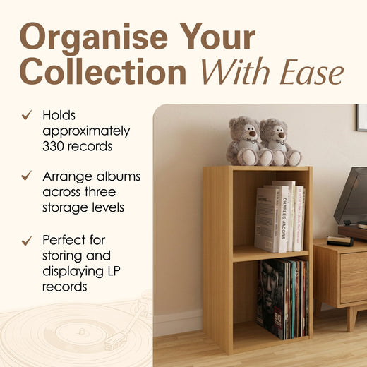 Oak Vinyl Record LP Cube Storage Box