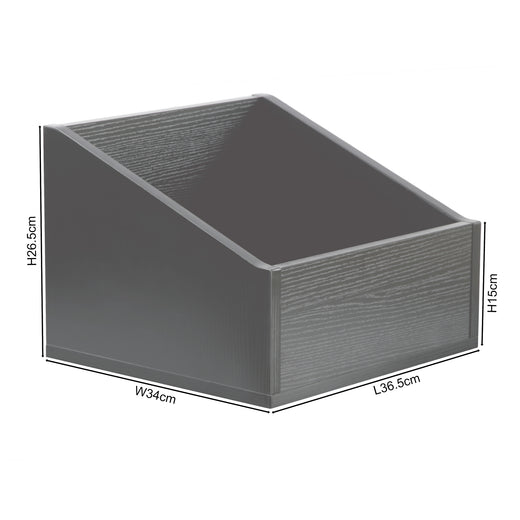 A short vinyl organiser box, in grey effect, on a white background