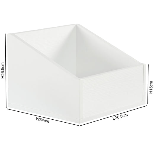 A short vinyl organiser box, in white effect, on a white background