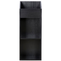 Thumbnail for A black oak effect vinyl storage unit, showcasing some items stored inside it, on a white background