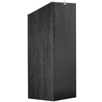 Thumbnail for A black oak effect vinyl storage unit, showcasing some items stored inside it, on a white background