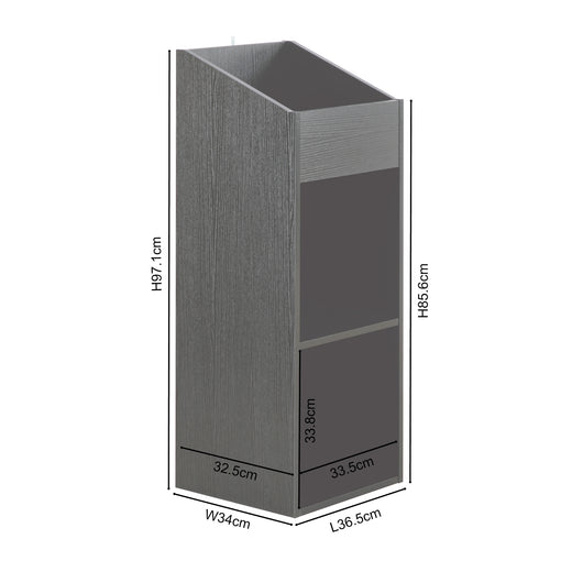 A grey finish vinyl storage unit, on a white background