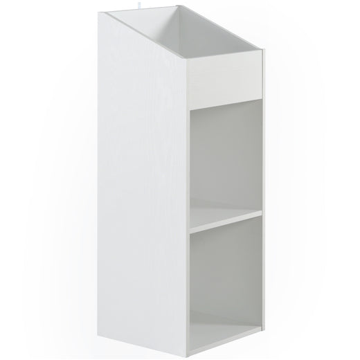 A white finish vinyl storage unit, on a white background