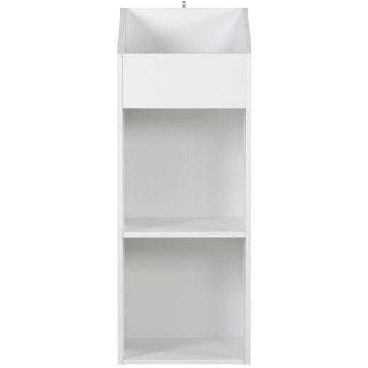A white finish vinyl storage unit, on a white background