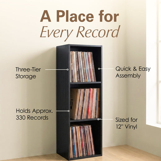 Black Vinyl Record LP Cube Storage Box