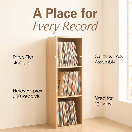 Oak Vinyl Record LP Cube Storage Box