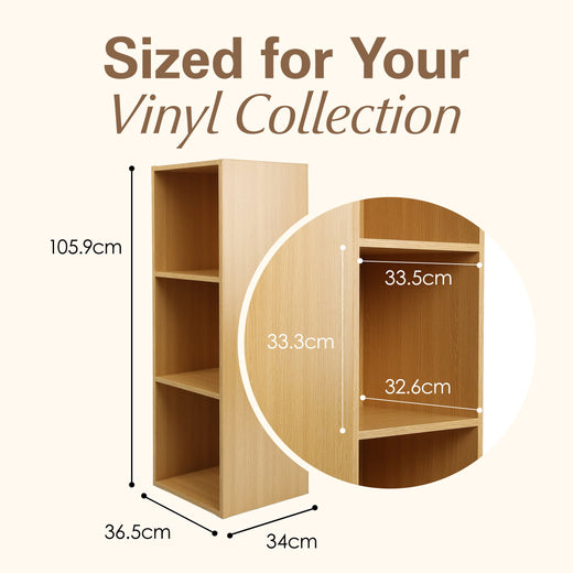 Oak Vinyl Record LP Cube Storage Box