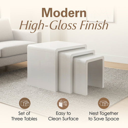 Nest of 3 High Gloss Coffee/Side Tables
