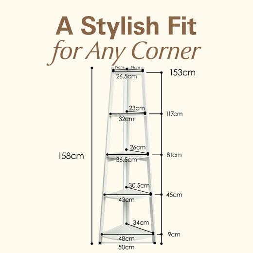 5 Tier Corner Ladder Shelving Unit