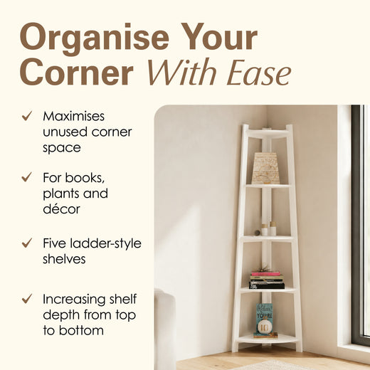 5 Tier Corner Ladder Shelving Unit