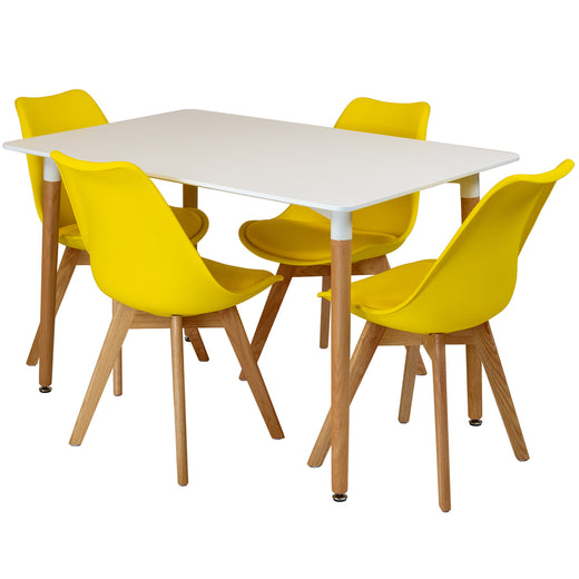 Rectangular Dinner Table Set with 4 Dining Chairs